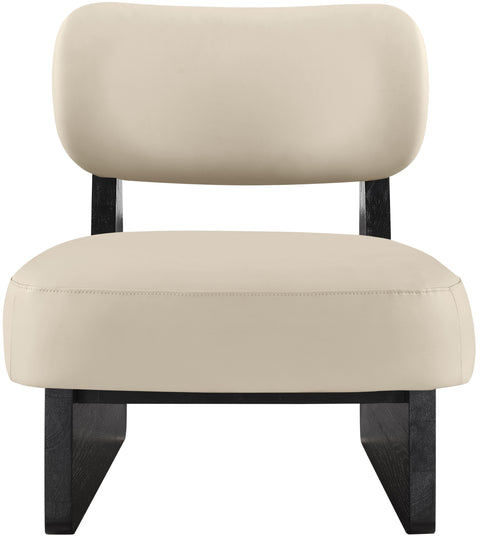 Marlow Beige Vegan Leather Upholstered Accent Chair, 1 Piece (Style 2)