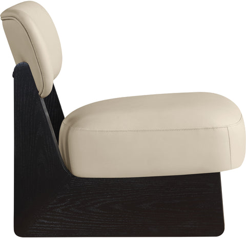 Marlow Beige Vegan Leather Upholstered Accent Chair, 1 Piece (Style 2)
