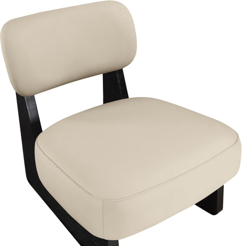 Marlow Beige Vegan Leather Upholstered Accent Chair, 1 Piece (Style 2)