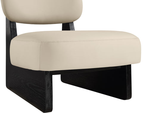 Marlow Beige Vegan Leather Upholstered Accent Chair, 1 Piece (Style 2)
