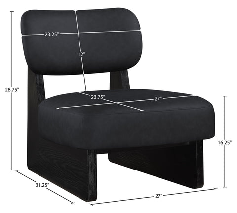Marlow Black Vegan Leather Upholstered Accent Chair, 1 Piece (Style 2)