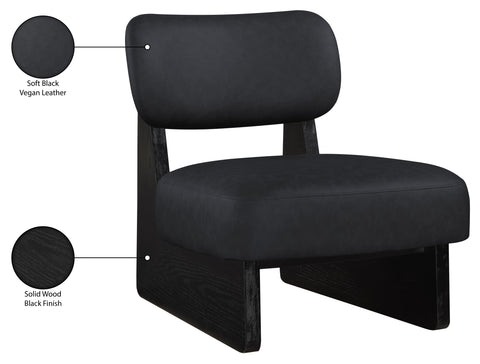 Marlow Black Vegan Leather Upholstered Accent Chair, 1 Piece (Style 2)