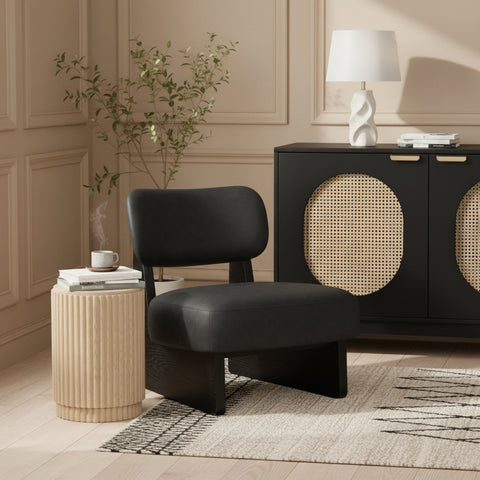 Marlow Black Vegan Leather Upholstered Accent Chair, 1 Piece (Style 2)