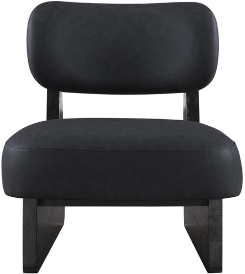 Marlow Black Vegan Leather Upholstered Accent Chair, 1 Piece (Style 2)