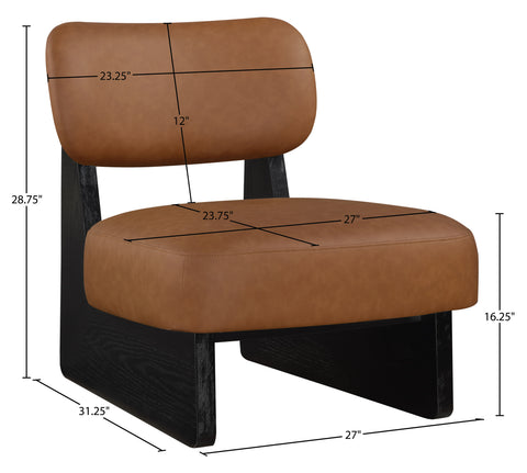 Marlow Cognac Vegan Leather Upholstered Accent Chair, 1 Piece (Style 3)