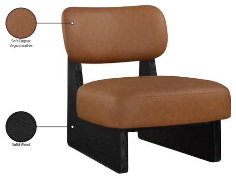 Marlow Cognac Vegan Leather Upholstered Accent Chair, 1 Piece (Style 3)