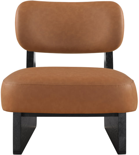 Marlow Cognac Vegan Leather Upholstered Accent Chair, 1 Piece (Style 3)