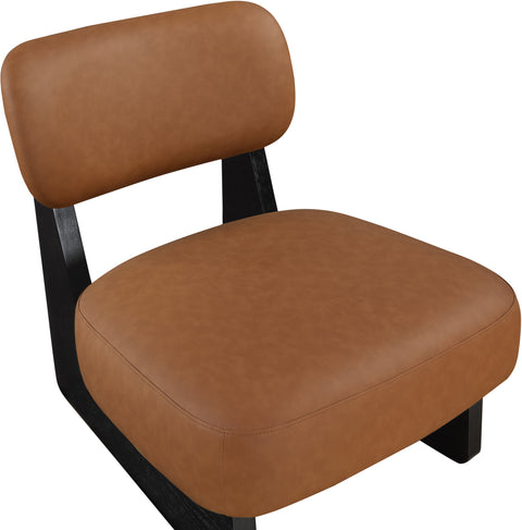 Marlow Cognac Vegan Leather Upholstered Accent Chair, 1 Piece (Style 3)