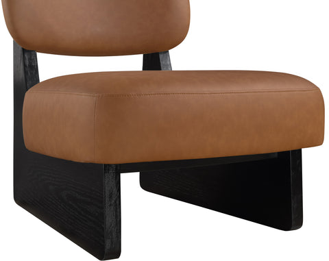 Marlow Cognac Vegan Leather Upholstered Accent Chair, 1 Piece (Style 3)