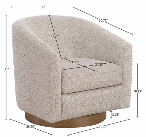 Orla Beige Performance Fabric Upholstered Swivel Accent Chair, 1 Piece