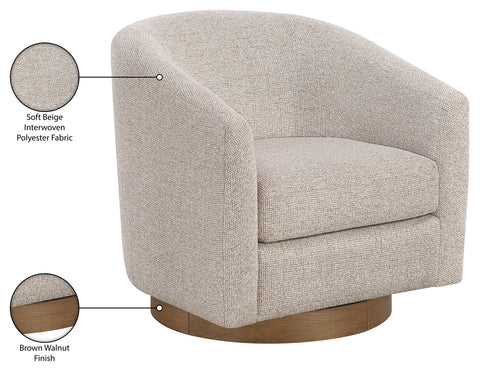 Orla Beige Performance Fabric Upholstered Swivel Accent Chair, 1 Piece