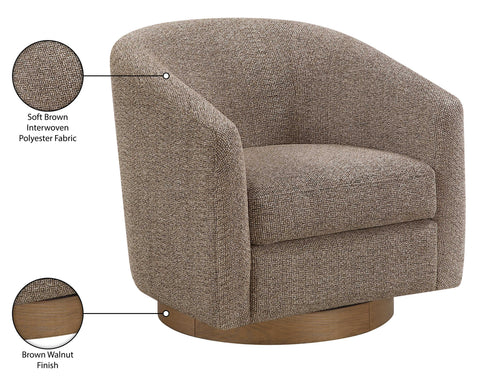 Orla Brown Performance Fabric Upholstered Swivel Accent Chair, 1 Piece