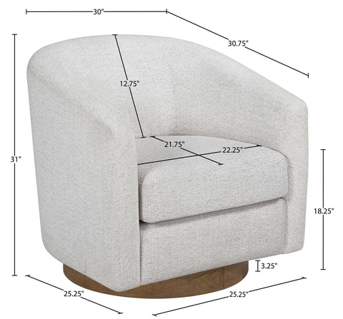 Orla Cream Performance Fabric Upholstered Swivel Accent Chair, 1 Piece