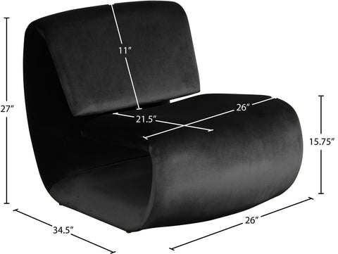 Delaney Black Velvet Upholstered Accent Chair, 1 Piece