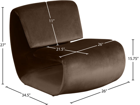 Delaney Brown Velvet Upholstered Accent Chair, 1 Piece