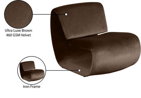 Delaney Brown Velvet Upholstered Accent Chair, 1 Piece