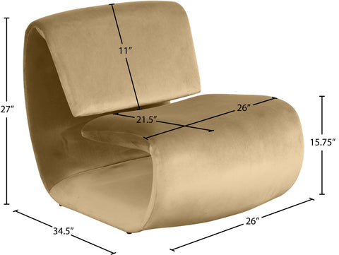 Delaney Camel Velvet Upholstered Accent Chair, 1 Piece