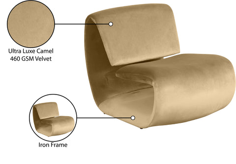Delaney Camel Velvet Upholstered Accent Chair, 1 Piece