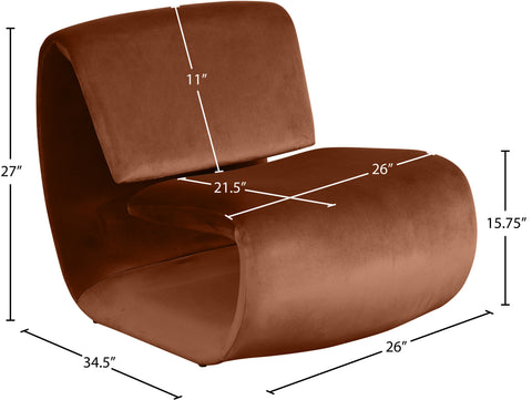Delaney Cognac Velvet Upholstered Accent Chair, 1 Piece