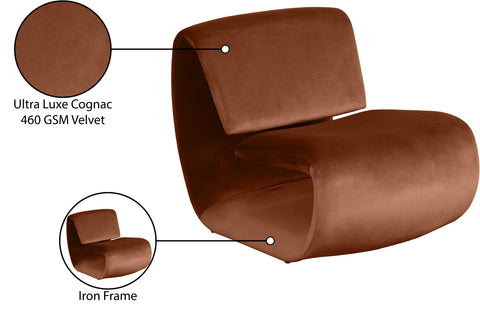 Delaney Cognac Velvet Upholstered Accent Chair, 1 Piece