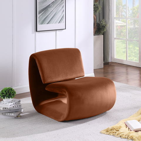 Delaney Cognac Velvet Upholstered Accent Chair, 1 Piece