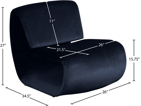 Delaney Navy Velvet Upholstered Accent Chair, 1 Piece