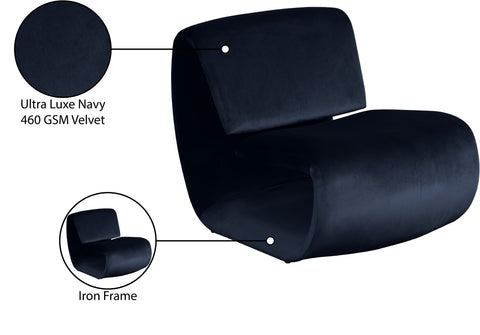 Delaney Navy Velvet Upholstered Accent Chair, 1 Piece