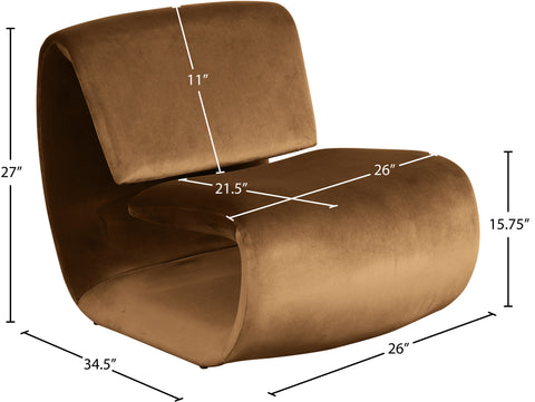 Delaney Saddle Velvet Upholstered Accent Chair, 1 Piece