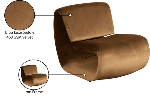 Delaney Saddle Velvet Upholstered Accent Chair, 1 Piece