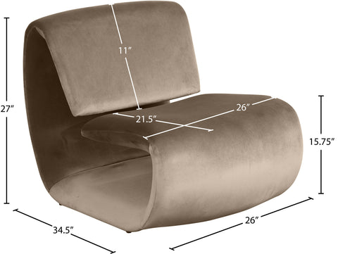 Delaney Taupe Velvet Upholstered Accent Chair, 1 Piece