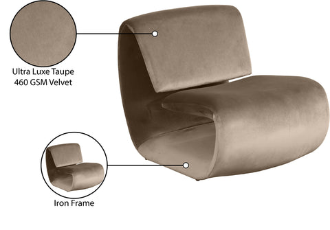 Delaney Taupe Velvet Upholstered Accent Chair, 1 Piece