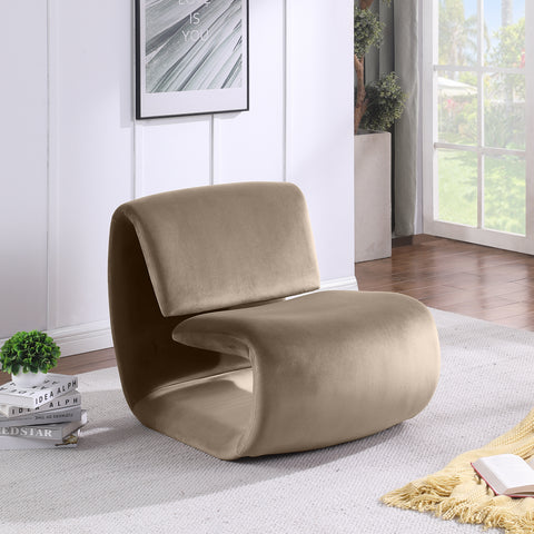 Delaney Taupe Velvet Upholstered Accent Chair, 1 Piece