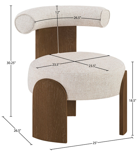 Opal Beige Linen Textured Fabric Upholstered Accent Chair, 1 Piece