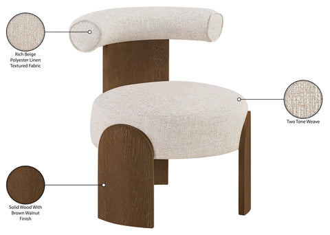 Opal Beige Linen Textured Fabric Upholstered Accent Chair, 1 Piece