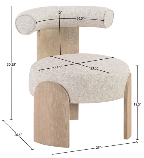 Opal Beige Linen Textured Fabric Upholstered Accent Chair, 1 Piece (Style 2)