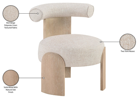 Opal Beige Linen Textured Fabric Upholstered Accent Chair, 1 Piece (Style 2)