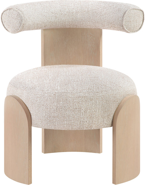 Opal Beige Linen Textured Fabric Upholstered Accent Chair, 1 Piece (Style 2)