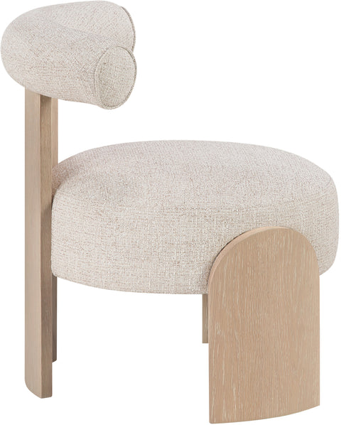 Opal Beige Linen Textured Fabric Upholstered Accent Chair, 1 Piece (Style 2)