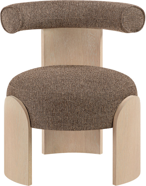 Opal Brown Linen Textured Fabric Upholstered Accent Chair, 1 Piece