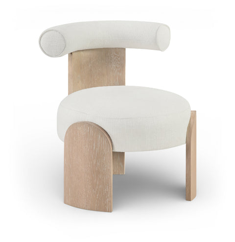 Opal Cream Linen Textured Fabric Upholstered Accent Chair, 1 Piece (Style 2)