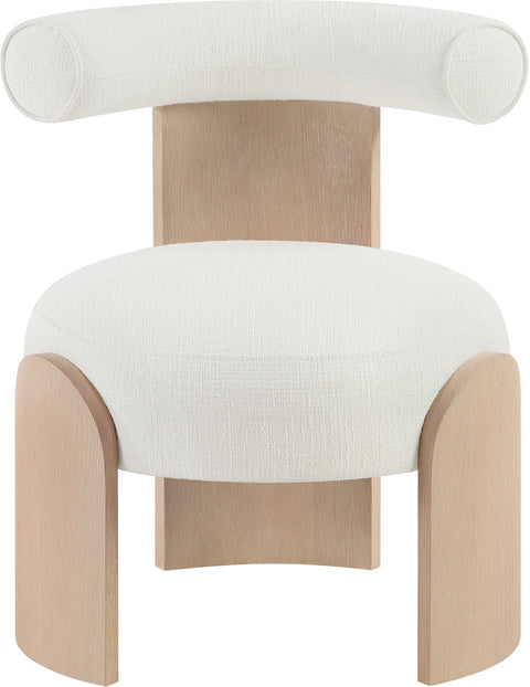 Opal Cream Linen Textured Fabric Upholstered Accent Chair, 1 Piece (Style 2)