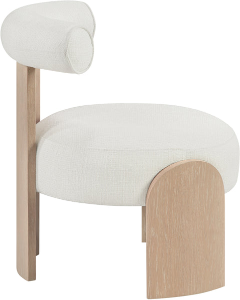 Opal Cream Linen Textured Fabric Upholstered Accent Chair, 1 Piece (Style 2)