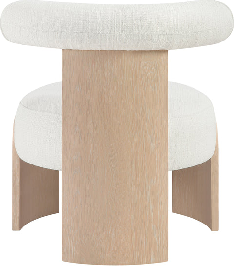 Opal Cream Linen Textured Fabric Upholstered Accent Chair, 1 Piece (Style 2)