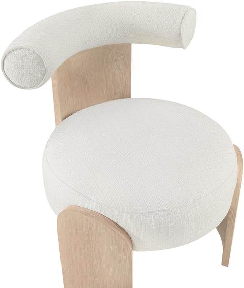 Opal Cream Linen Textured Fabric Upholstered Accent Chair, 1 Piece (Style 2)