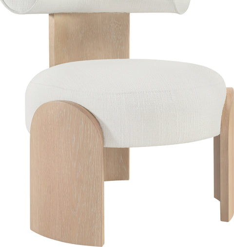 Opal Cream Linen Textured Fabric Upholstered Accent Chair, 1 Piece (Style 2)