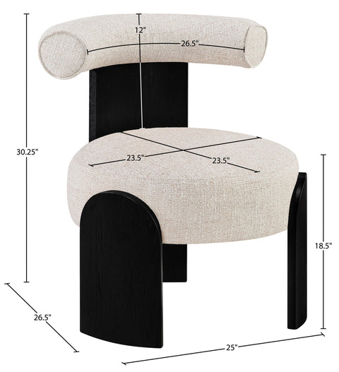 Opal Beige Linen Textured Fabric Upholstered Accent Chair, 1 Piece (Style 3)