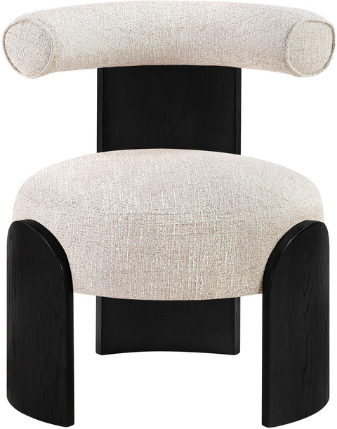 Opal Beige Linen Textured Fabric Upholstered Accent Chair, 1 Piece (Style 3)