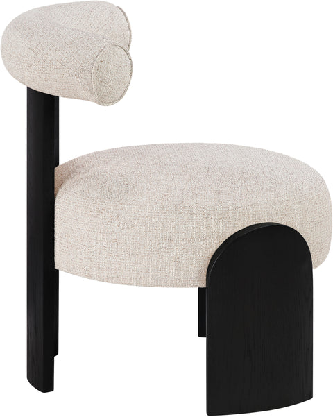 Opal Beige Linen Textured Fabric Upholstered Accent Chair, 1 Piece (Style 3)
