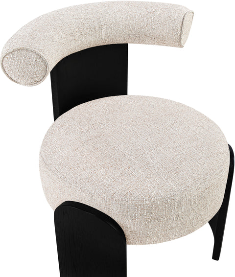 Opal Beige Linen Textured Fabric Upholstered Accent Chair, 1 Piece (Style 3)