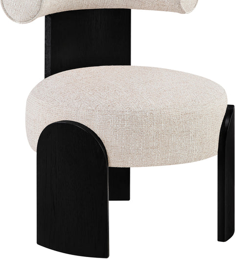 Opal Beige Linen Textured Fabric Upholstered Accent Chair, 1 Piece (Style 3)